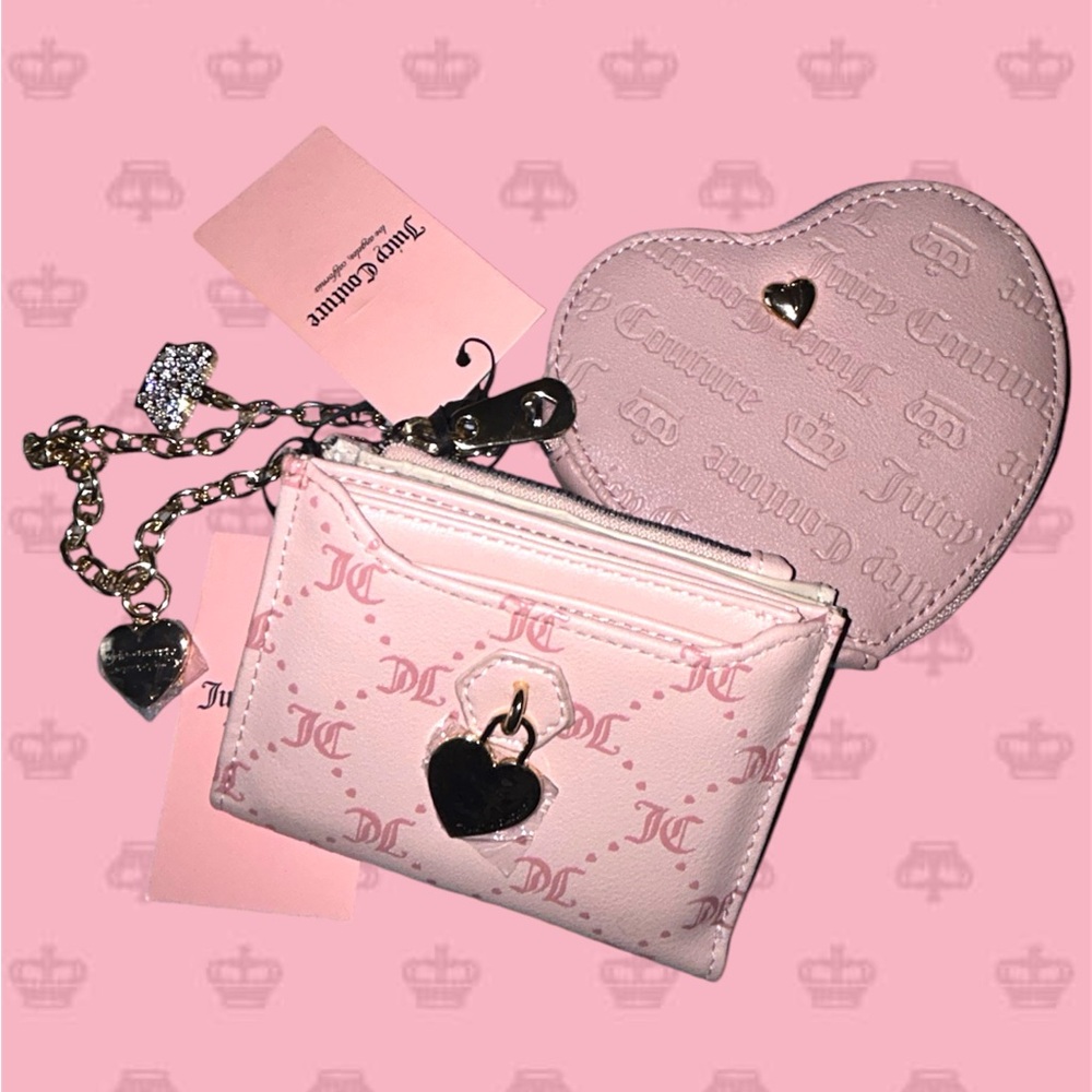 NWT 2 Juicy Couture Wallets | Diamond Pink Clay Bifold + Pink Heart Zip Around